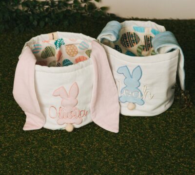 Personalized Easter Basket. Custom Embroidered Easter Bunny. Kids Easter Basket. Baby Girl And Boy Basket. Egg Basket For Easter Activities.