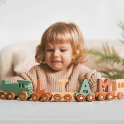 Build Your Own Train. Personalized Trains For Kids. Wooden Toys For Toddlers. Wagon Letter Train With Magnets. Engine and Caboose Included.