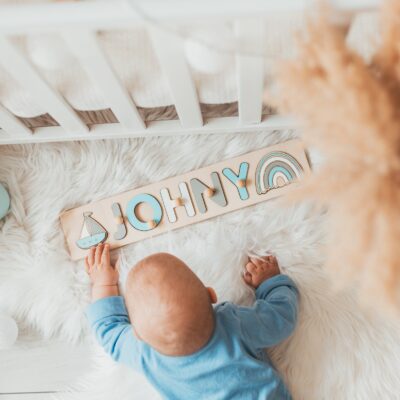 Baby Girl and Baby Boy Wooden Name Puzzle Montessori Toddler Toys Baby Gift Personalized Educational Toys Creative Personalized Gifts