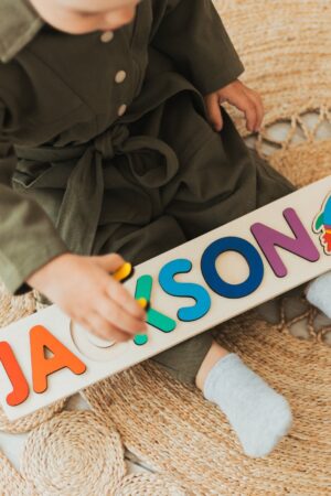 Wooden Dinosaur Puzzle with Name Montessori Toys for Toddlers Baby Boy Girl 1st Birthday Gift Stocking Stuffers Handmade Toys Newborn Gifts