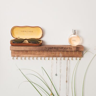 Custom Jewelry Organizer with Cats. Wooden Shelf with Hooks for Accessories. Jewelry Holder. Necklace&Ring Holder. Unique Mothers Day Gift.