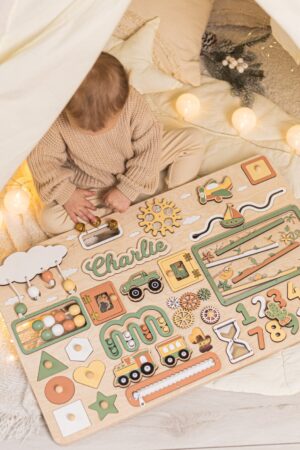 Personalized Ocean XXL Busy Board 1 2 3 Year Old Busy Board With Montessori Sensory Activity Parts BEST 1st Birthday Gift Baptism Boy Gift