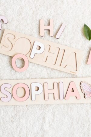 Name Puzzle for Toddlers Personalized Name Puzzle Toy Wood Toys for One Year Old New Baby Gift First Birthday Gift for Baby Boy Baby Girl