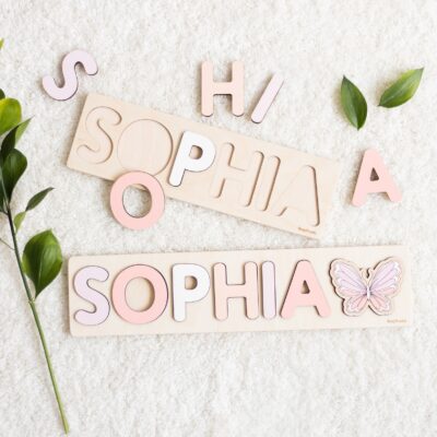 Name Puzzle for Toddlers Personalized Name Puzzle Toy Wood Toys for One Year Old New Baby Gift First Birthday Gift for Baby Boy Baby Girl