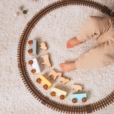 Personalized Colored Freight Train With Dino Wooden Toys For Toddlers 1 2 3 Year Old Custom Train With Name First Birthday Gift for Boys