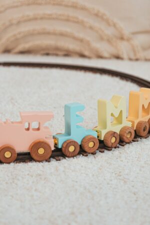 Custom Colored Train With Name. Personalized Gift For Kids. Toys For Toddlers. 1 2 3 Year Old Gift. First Birthday Gift. Baptism Baby Gift.