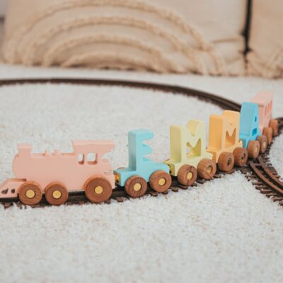 Custom Colored Train With Name. Personalized Gift For Kids. Toys For Toddlers. 1 2 3 Year Old Gift. First Birthday Gift. Baptism Baby Gift.