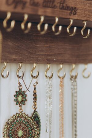 Jewelry Rack Necklace Holder Wall Hanging Display Organizer With Shelf Storage For Earrings Bracelets Necklaces And Rings Handmade Gift