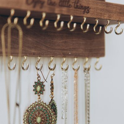 Jewelry Rack Necklace Holder Wall Hanging Display Organizer With Shelf Storage For Earrings Bracelets Necklaces And Rings Handmade Gift