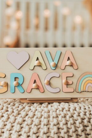 New Wooden Gifts for Kids Personalized Name Puzzle With Pegs First Birthday Child Gifts Baby Shower Gift Custom Nursery Decor For Toddlers