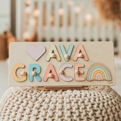 New Wooden Gifts for Kids Personalized Name Puzzle With Pegs First Birthday Child Gifts Baby Shower Gift Custom Nursery Decor For Toddlers