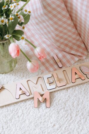 Personalized Wooden Name Puzzle Custom Baby Gift First Birthday Gift Montessori Learning Toy Nursery Name Sign New Easter Gift for Boys