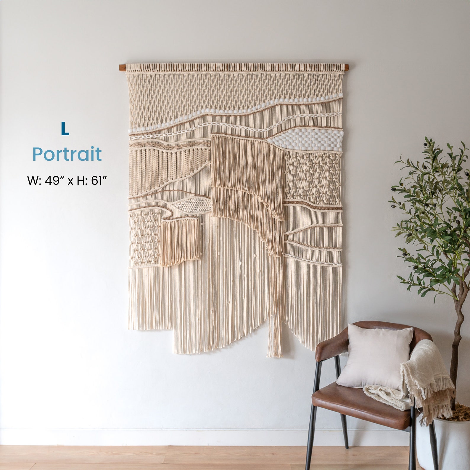 Beige Macrame Wall Hanging, Natural Fiber Wall Tapestry, Entryway Wall Decor, Textured Textile Wall Art, Japandi Home Decor Statement Piece 1 Beige Macrame Wall Hanging, Natural Fiber Wall Tapestry, Entryway Wall Decor, Textured Textile Wall Art, Japandi Home Decor Statement Piece