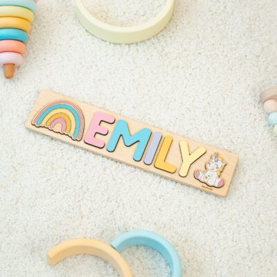 Personalized Name Puzzle Baby Shower Gift Newborn Baby Gift Montessori Puzzle For Toddlers 1st Birthday Nursery Name Sign Easter Gifts