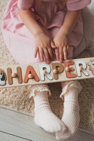 Personalized Name Puzzle With Pegs Montessori Puzzle For Toddlers Custom Name Puzzle 1st Birthday Baby Shower Gift First Easter Gift