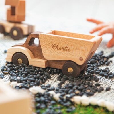 Montessori Excavator Truck with Name Construction Vehicles Sensory Toys Eco Friendly Toys Fidget Toys For Toddlers First Birthday Gifts