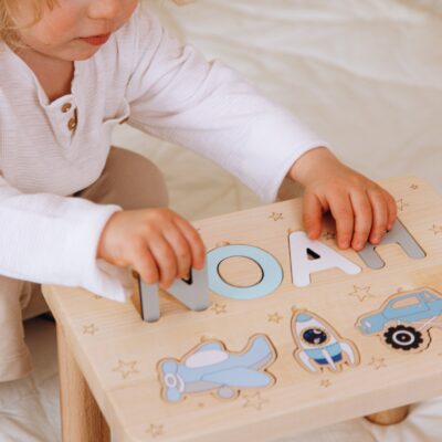 Montessori Helper For Kids Name Puzzle Step Stool Baby Shower Gift 1 2 3 Year Old Gift Eco Friendly Toys Toddler Chair Baby Birthday Gifts