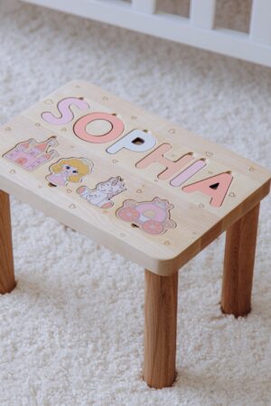 Personalized Children's Step Stool Name Puzzle Step Stool Bench Gifts For Kids 1 2 Year Old Gift Baby Girl Baptism Girl Gift First Easter