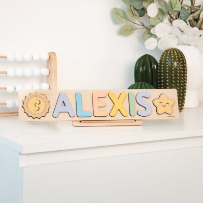 Name Puzzle for the Newborn Gift for Kids Wooden Toddler Toys Personalized Baby Boy 1st Birthday Name Puzzle With Pegs Different Variants