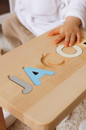 Custom Name Puzzle Stool Wooden Step Stool for Kids 1st Birthday Gift Easter Gift Montessori Toys Baby Nursery Decor