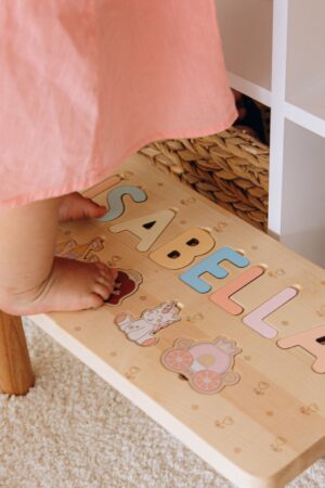 Custom Wooden Step Stool for Toddlers Personalized Name Puzzle Stool New Gift For Kids Easter Gifts Engraved Seat Handmade Toys