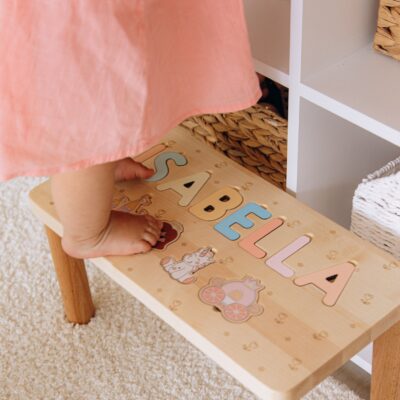 Custom Wooden Step Stool for Toddlers Personalized Name Puzzle Stool New Gift For Kids Easter Gifts Engraved Seat Handmade Toys