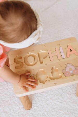 Wooden Name Step Stool. Toddler Stool Personalized. Birthday Gifts For Kids. Toddler Chair. Baby Boy Gift 1 2 3 Year Old. Name Puzzle Stool.