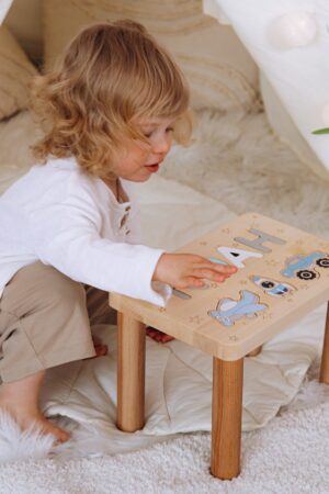 Personalized Name Puzzle Stool Custom Gifts For Kids Toddler Chair Helper First Birthday Gift for Boy Wooden Name Puzzle Eco Friendly Toys