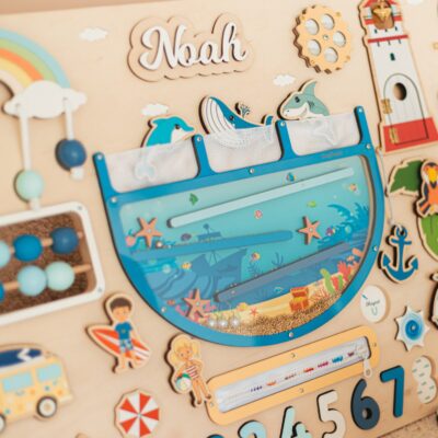 Large Activity Board 1st Birthday Baby Girl Gift Montessori Fine Motor Skill Toy Busy Board for Toddler 1st Birthday Gift Wooden Name Puzzle