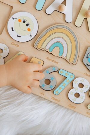 Personalized Busy Board Shapes and Numbers Puzzle Name Puzzle with Pegs Easter Gift Montessori Toddler Activity Educational Kids Toys