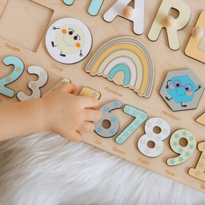 Personalized Busy Board Shapes and Numbers Puzzle Name Puzzle with Pegs Easter Gift Montessori Toddler Activity Educational Kids Toys