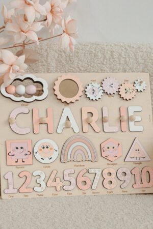 Personalized Busy Board for Baby Girl Custom Funny Name Puzzle Montessori Toys 1st Birthday Gift Baby Toys Sensory Busy Board 2 Year Old