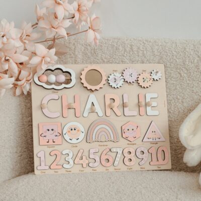 Personalized Busy Board for Baby Girl Custom Funny Name Puzzle Montessori Toys 1st Birthday Gift Baby Toys Sensory Busy Board 2 Year Old