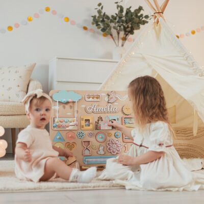 Woodland Busy Board Personalized Baby Boy Gifts Large Montessori Board 1st Birthday Gift For Kids Activities Baby and Toddler Toys and Games