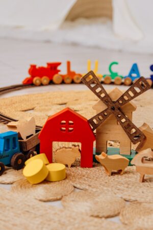 Natural Woodland Animals and Car Toy Set Handmade Hardwood Children's Toy Set Unique Gifts For Kids Montessori Toys 2 Year Old Boy