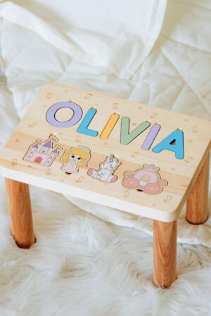 Personalized Toddler Step Stool 1 2 3 Year Old Nursery Decor Baptism Girl Gift Custom Gifts For Kids  Wooden Name Puzzle Eco Friendly Toys