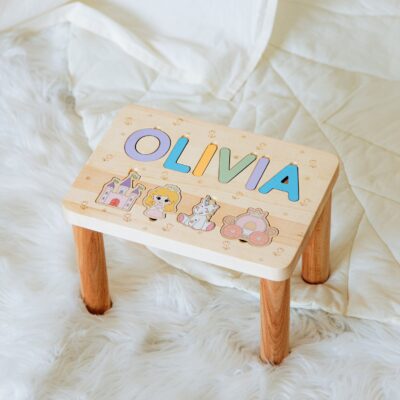 Personalized Toddler Step Stool 1 2 3 Year Old Nursery Decor Baptism Girl Gift Custom Gifts For Kids  Wooden Name Puzzle Eco Friendly Toys