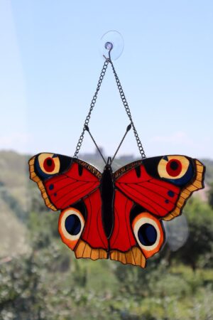 Peacock butterfly suncatcher, stained glass window hangings, unique Christmas gift, gift for mom, handmade gift, modern home decor, wall art