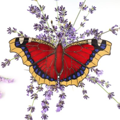 Mourning cloak butterfly suncatcher, stained glass window hangings, unique Christmas gift, gift for mom, handmade gift, modern home decor