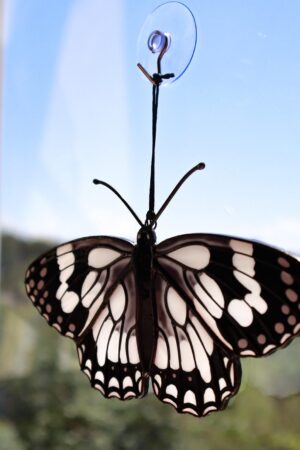 Marbled white butterfly suncatcher, stained glass window hangings, unique Christmas gift, gift for mom, handmade gift, modern home decor