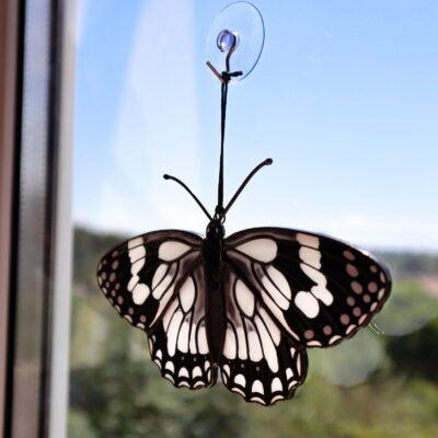 Marbled white butterfly suncatcher, stained glass window hangings, unique Christmas gift, gift for mom, handmade gift, modern home decor