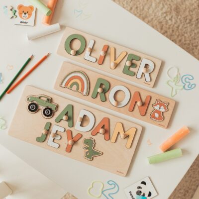 Wooden Name Puzzle New Baby Gift Custom Baby Shower Gift Baby & Toddler Toys First Birthday Gift for Boys Girls Newborn Montessori Toys