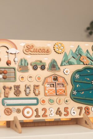 Busy Board 1 2 3 Year Old Personalized Toddler Activity Board First Birthday Gifts Montessori Toys for Kids Educational Sensory Busy Board