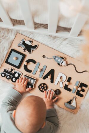 Busy Board Name Puzzle Personalized Name Puzzle Baby Montessori Busy Board 1 2 3 Years Old Custom Name Baby Gift Fine Motor Skill Toy