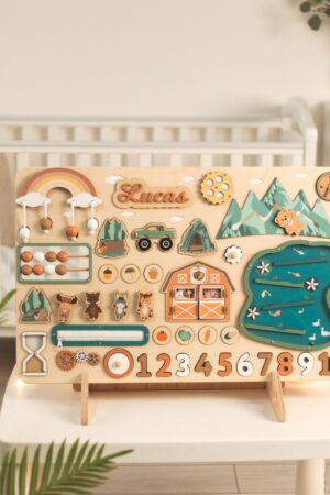 Busy Board With Montessori Sensory Activity Parts Montessori Board 1 2 3 Year Old Educational Toddler Toys Personalized Baby Birthday Gifts