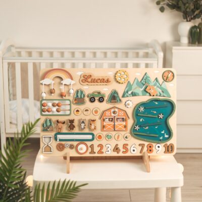 Busy Board With Montessori Sensory Activity Parts Montessori Board 1 2 3 Year Old Educational Toddler Toys Personalized Baby Birthday Gifts