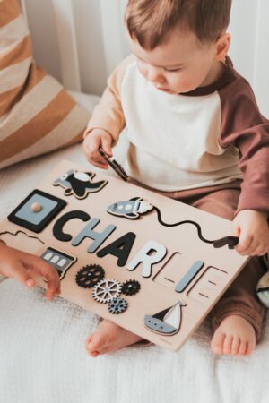 Cute Pink Busy Board for Girls Personalized Name Puzzle Newborn Baby Gifts Custom Baby Shower Easter Gift For Kids 1st Birthday Girl