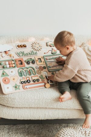 Perfect First Christmas Gift Toddler Busy Board Personalized Gifts For Kids Sensory Activity Board Montessori Toy 1 2 3 Year Old Custom Baby