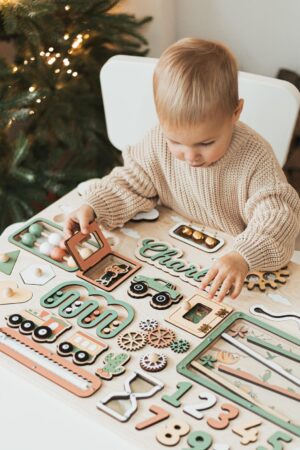 BIG SALE Personalized Busy Board for Baby Girl Wooden Sensory Toys Gift for Baby Girl Development Montessori Education 1st Birthday Gift