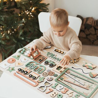 BIG SALE Personalized Busy Board for Baby Girl Wooden Sensory Toys Gift for Baby Girl Development Montessori Education 1st Birthday Gift
